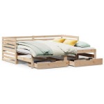vidaXL Pat de zi cu sertare, 90x200 cm, lemn masiv pin