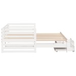 vidaXL Pat de zi cu sertare, alb, 90x200 cm, lemn masiv pin