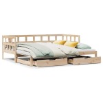 vidaXL Pat de zi cu extensie și sertare fără saltea, 90x200 cm