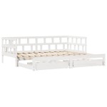 vidaXL Pat de zi cu extensie și sertare fără saltea, alb, 90x200 cm