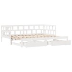 vidaXL Pat de zi cu extensie și sertare fără saltea, alb, 90x200 cm