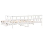 vidaXL Pat de zi cu extensie și sertare fără saltea, alb, 90x200 cm