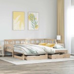 vidaXL Pat de zi cu extensie și sertare fără saltea, 90x200 cm vidaXL Pat de zi cu extensie și sertare fără saltea, 90x200 cm