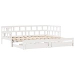 vidaXL Pat de zi cu extensie și sertare fără saltea, alb, 90x200 cm
