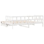 vidaXL Pat de zi cu extensie și sertare fără saltea, alb, 90x200 cm