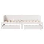 vidaXL Pat de zi cu extensie și sertare fără saltea, alb, 80x200 cm