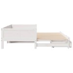 vidaXL Pat de zi cu extensie și sertare fără saltea, alb, 80x200 cm