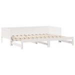 vidaXL Pat de zi cu extensie și sertare fără saltea, alb, 90x190 cm