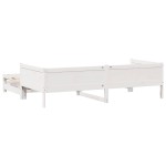 vidaXL Pat de zi cu extensie și sertare fără saltea, alb, 90x190 cm