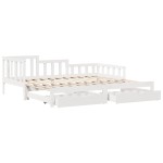 vidaXL Pat de zi cu extensie și sertare fără saltea, alb, 80x200 cm