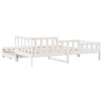 vidaXL Pat de zi cu extensie și sertare fără saltea, alb, 80x200 cm