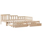 vidaXL Pat de zi cu extensie și sertare fără saltea, 90x200 cm