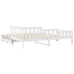 vidaXL Pat de zi cu extensie și sertare fără saltea, alb, 90x200 cm