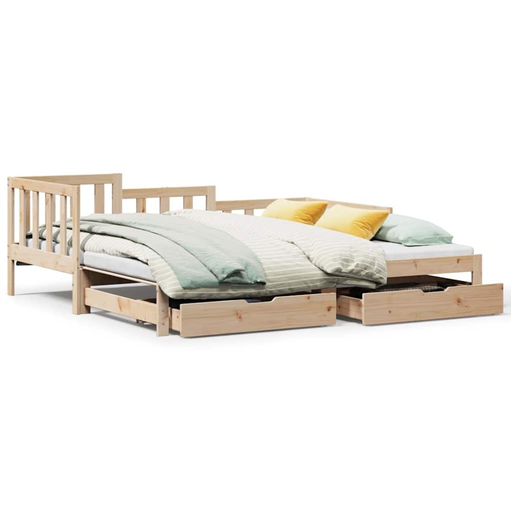 vidaXL Pat de zi cu extensie și sertare fără saltea, 90x190 cm
