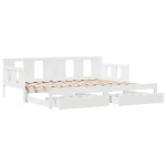 vidaXL Pat de zi cu extensie și sertare fără saltea, alb, 90x200 cm