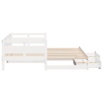 vidaXL Pat de zi cu extensie și sertare fără saltea, alb, 90x200 cm