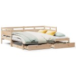 vidaXL Pat de zi cu extensie și sertare fără saltea, 80x200 cm