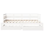 vidaXL Pat de zi cu extensie și sertare fără saltea, alb, 80x200 cm vidaXL Pat de zi cu extensie și sertare fără saltea, alb, 80x200 cm