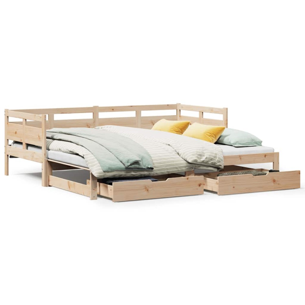 vidaXL Pat de zi cu extensie și sertare fără saltea, 90x190 cm