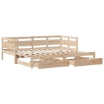 vidaXL Pat de zi cu extensie și sertare fără saltea, 90x190 cm