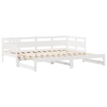 vidaXL Pat de zi cu extensie și sertare fără saltea, alb, 90x190 cm