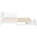 vidaXL Pat de zi cu extensie și sertare fără saltea, alb, 90x200 cm