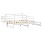 vidaXL Pat de zi cu extensie și sertare fără saltea, alb, 80x200 cm