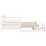 vidaXL Pat de zi cu extensie și sertare fără saltea, alb, 80x200 cm