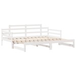 vidaXL Pat de zi cu extensie și sertare fără saltea, alb, 90x190 cm