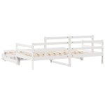 vidaXL Pat de zi cu extensie și sertare fără saltea, alb, 90x190 cm