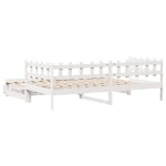 vidaXL Pat de zi cu extensie și sertare fără saltea, alb, 80x200 cm