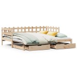 vidaXL Pat de zi cu extensie și sertare fără saltea, 90x200 cm