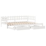 vidaXL Pat de zi cu extensie și sertare fără saltea, alb, 90x200 cm