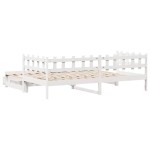 vidaXL Pat de zi cu extensie și sertare fără saltea, alb, 90x190 cm