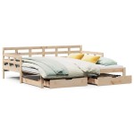 vidaXL Pat de zi cu extensie și sertare fără saltea, 90x200 cm