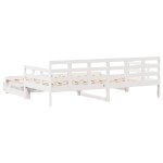 vidaXL Pat de zi cu extensie și sertare fără saltea, alb, 80x200 cm vidaXL Pat de zi cu extensie și sertare fără saltea, alb, 80x200 cm