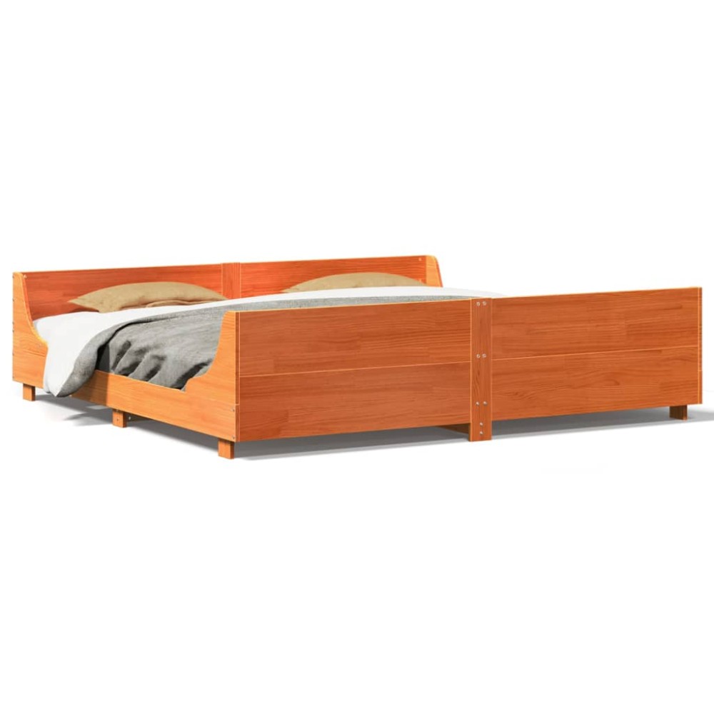 vidaXL Cadru de pat fără saltea, maro ceruit 180x200 cm lemn masiv pin