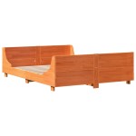 vidaXL Cadru de pat fără saltea, maro ceruit 150x200 cm lemn masiv pin vidaXL Cadru de pat fără saltea, maro ceruit 150x200 cm lemn masiv pin