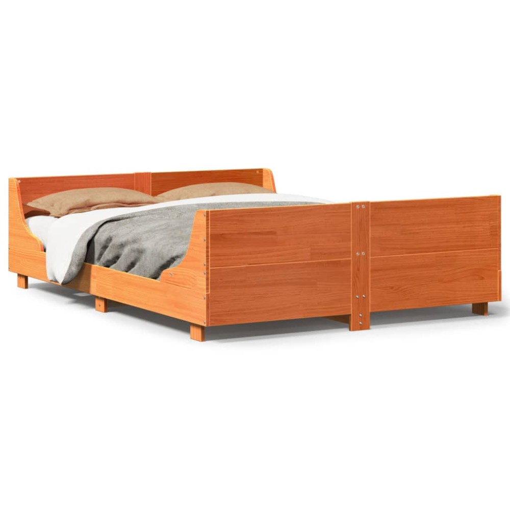 vidaXL Cadru de pat fără saltea, maro ceruit 140x200 cm lemn masiv pin