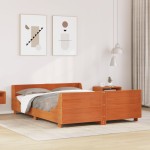 vidaXL Cadru de pat fără saltea, maro ceruit 140x200 cm lemn masiv pin vidaXL Cadru de pat fără saltea, maro ceruit 140x200 cm lemn masiv pin
