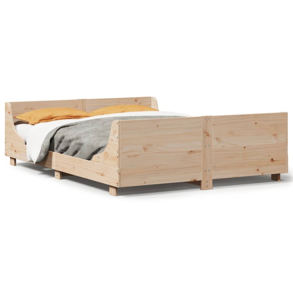 vidaXL Cadru de pat fără saltea, 140x190 cm, lemn masiv de pin