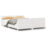 vidaXL Cadru de pat fără saltea, alb, 135x190 cm, lemn masiv de pin vidaXL Cadru de pat fără saltea, alb, 135x190 cm, lemn masiv de pin
