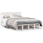 vidaXL Cadru de pat fără saltea, alb, 120x200 cm, lemn masiv pin vidaXL Cadru de pat fără saltea, alb, 120x200 cm, lemn masiv pin