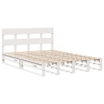 vidaXL Cadru de pat fără saltea, alb, 120x200 cm, lemn masiv pin vidaXL Cadru de pat fără saltea, alb, 120x200 cm, lemn masiv pin