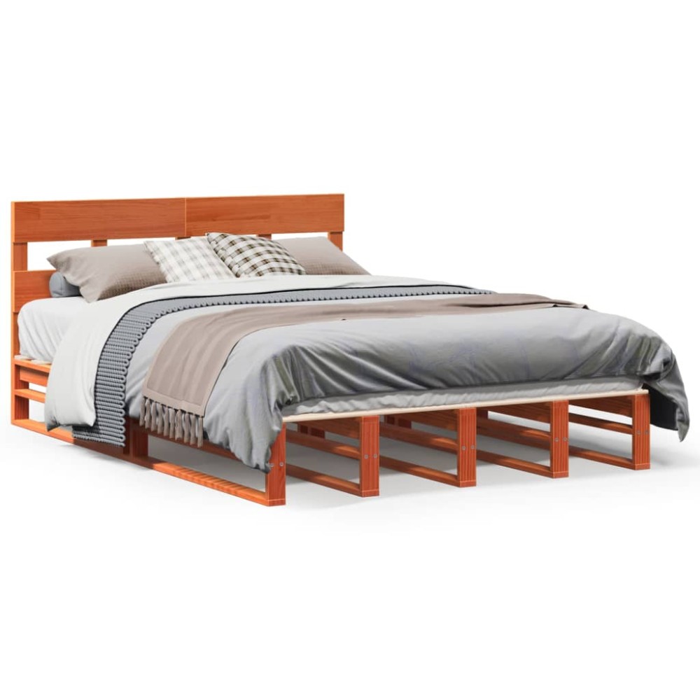 vidaXL Cadru de pat fără saltea, maro ceruit 150x200 cm lemn masiv pin