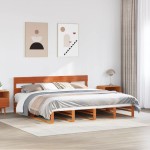 vidaXL Cadru de pat fără saltea, maro ceruit 180x200 cm lemn masiv pin vidaXL Cadru de pat fără saltea, maro ceruit 180x200 cm lemn masiv pin