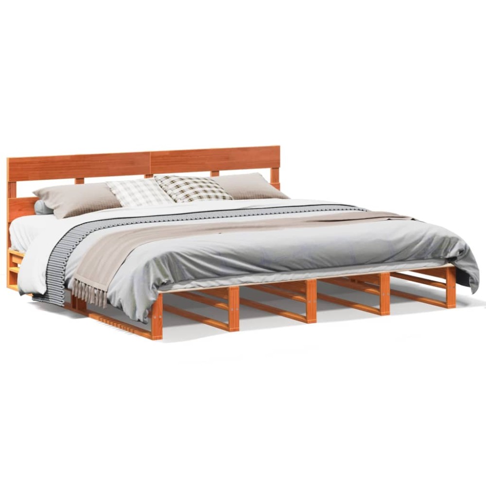 vidaXL Cadru de pat fără saltea, maro ceruit 200x200 cm lemn masiv pin