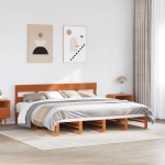 vidaXL Cadru de pat fără saltea, maro ceruit 200x200 cm lemn masiv pin vidaXL Cadru de pat fără saltea, maro ceruit 200x200 cm lemn masiv pin