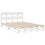 vidaXL Cadru de pat fără saltea, alb, 120x190 cm, lemn masiv pin