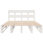 vidaXL Cadru de pat fără saltea, alb, 135x190 cm, lemn masiv de pin vidaXL Cadru de pat fără saltea, alb, 135x190 cm, lemn masiv de pin